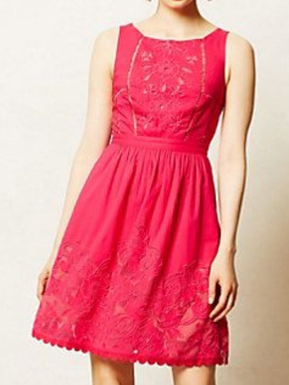 Anthropologie Rhododendron Dress Pink Magenta Petite Sleeveless Fit & Flare